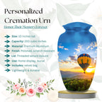 hot air balloon sunset cremation urn for human ashes, handmade aluminum memorial urn – photo 2
