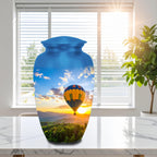 hot air balloon sunset cremation urn for human ashes, handmade aluminum memorial urn – photo 3