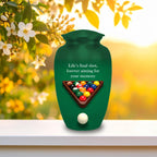 billiards pool player cremation urn for human ashes, handmade aluminum memorial urn – photo 3