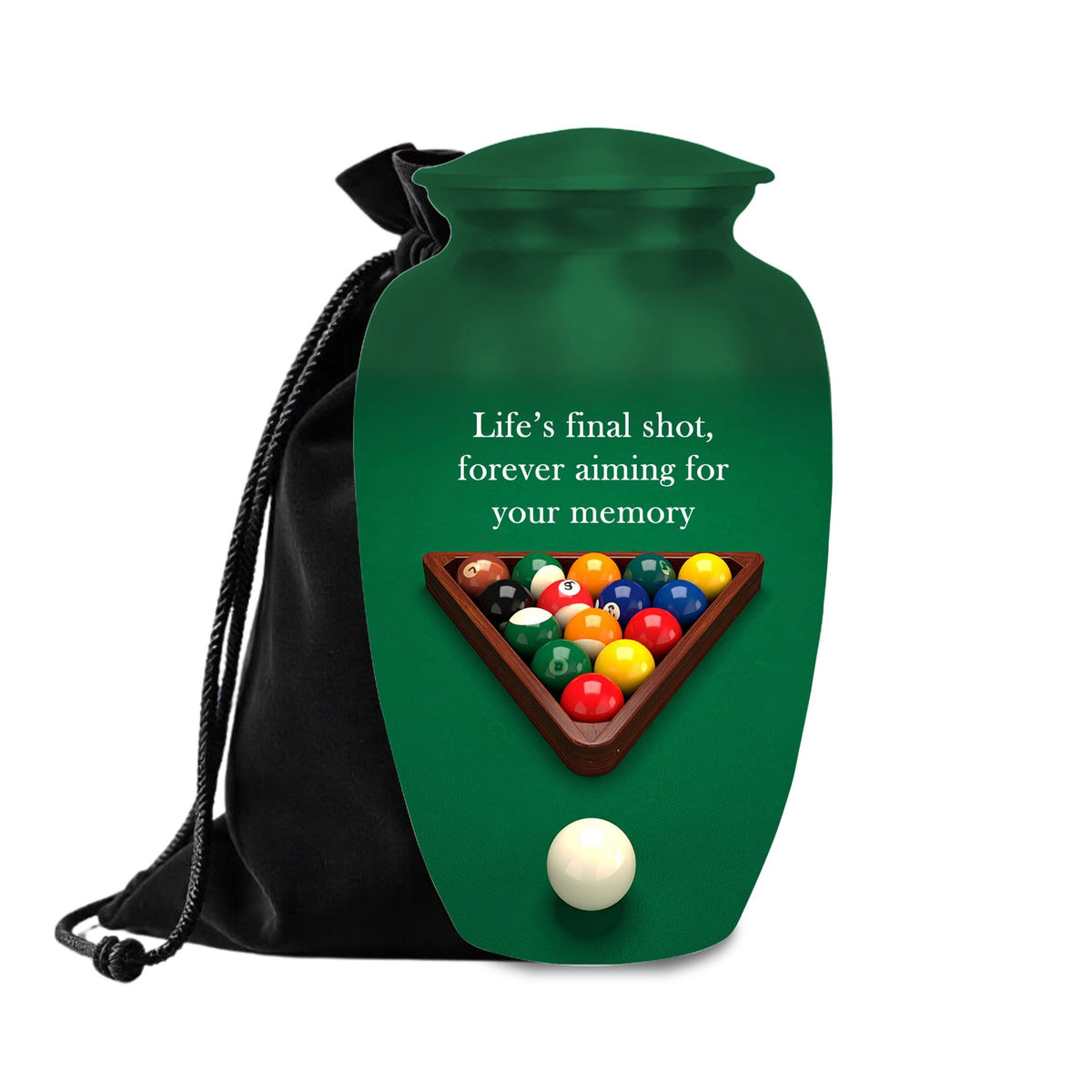 billiards pool player cremation urn for human ashes, handmade aluminum memorial urn – photo 1
