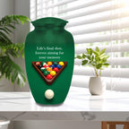 billiards pool player cremation urn for human ashes, handmade aluminum memorial urn – photo 10