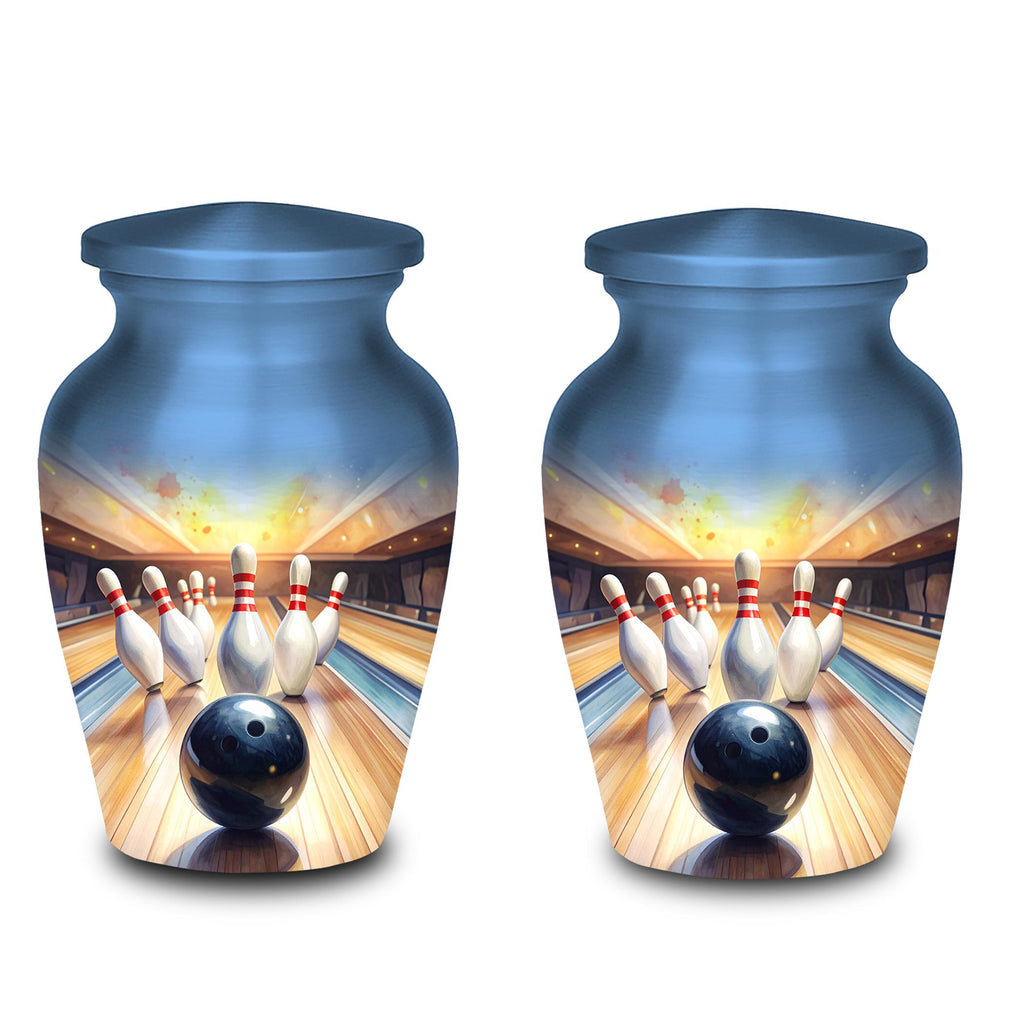 bowling alley cremation urn for human ashes, handmade aluminum memorial urn – photo 7