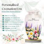 elegant floral tribute cremation urn for human ashes, handmade aluminum memorial urn – photo 6