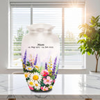 elegant floral tribute cremation urn for human ashes, handmade aluminum memorial urn – photo 2