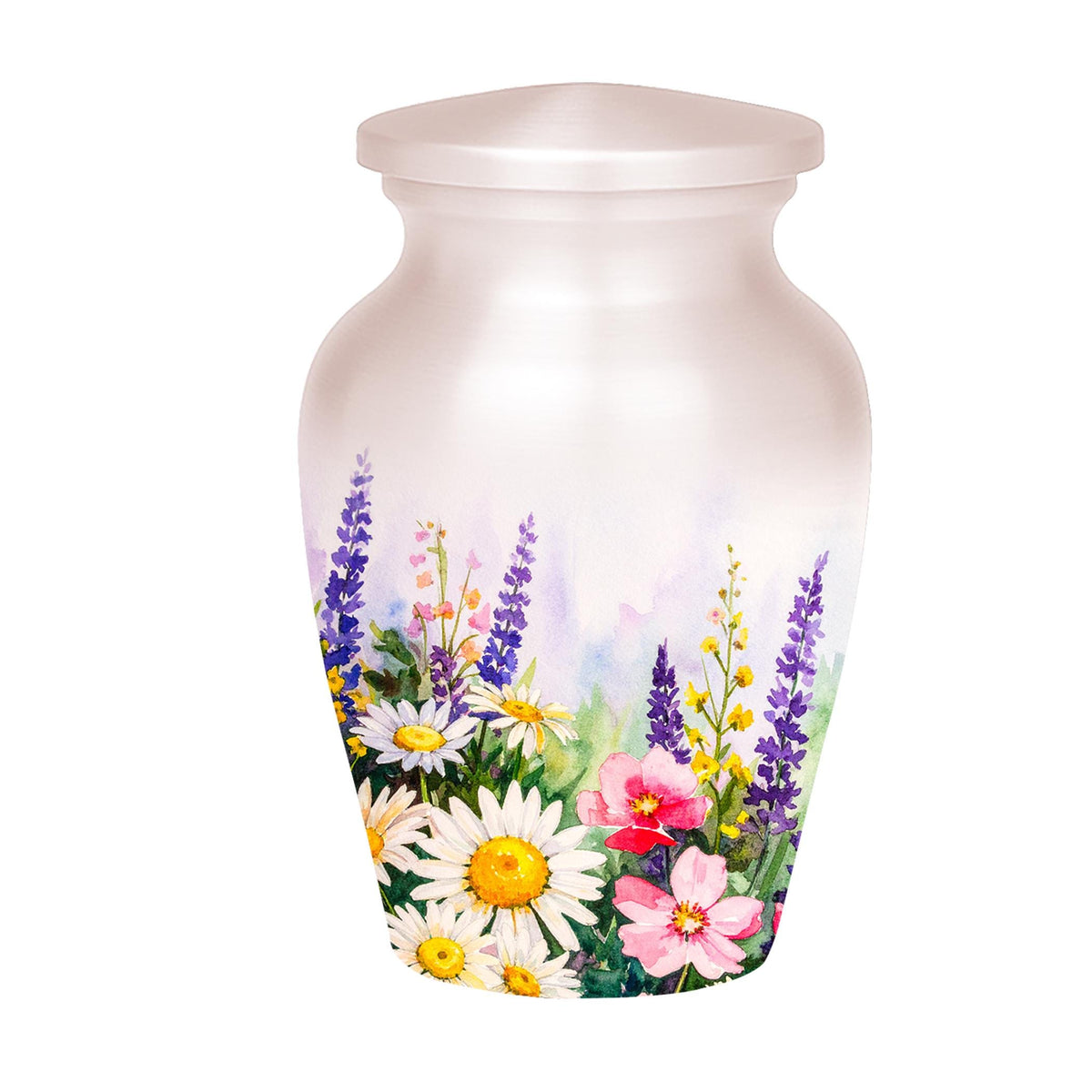 elegant floral tribute cremation urn for human ashes, handmade aluminum memorial urn – photo 9