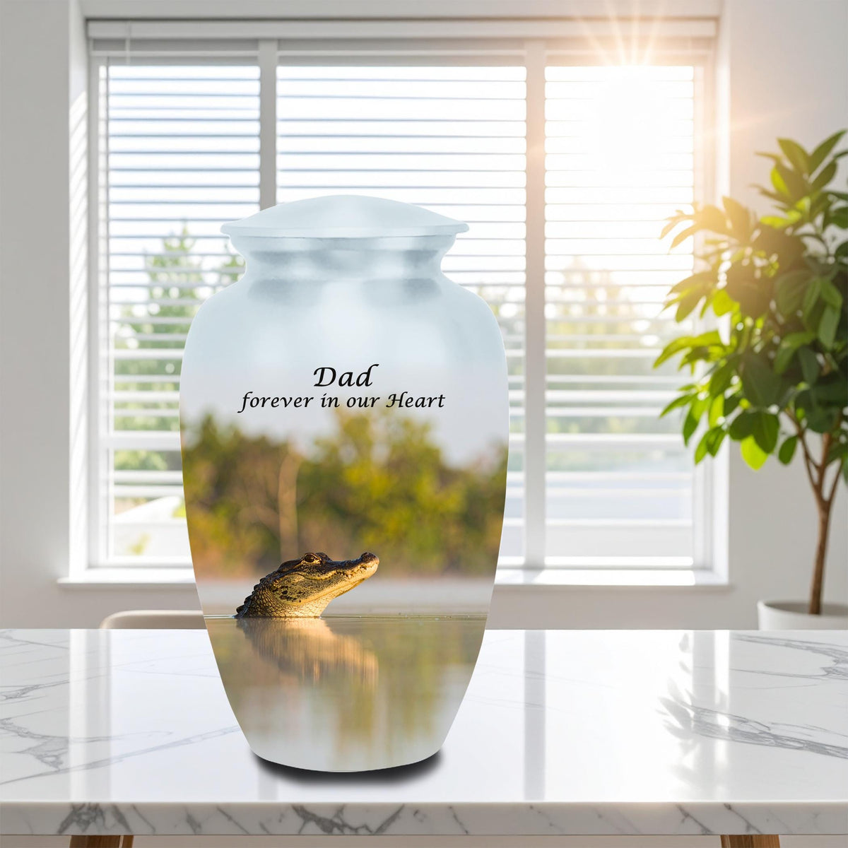alligator cremation urn for human ashes, handmade aluminum memorial urn – photo 3
