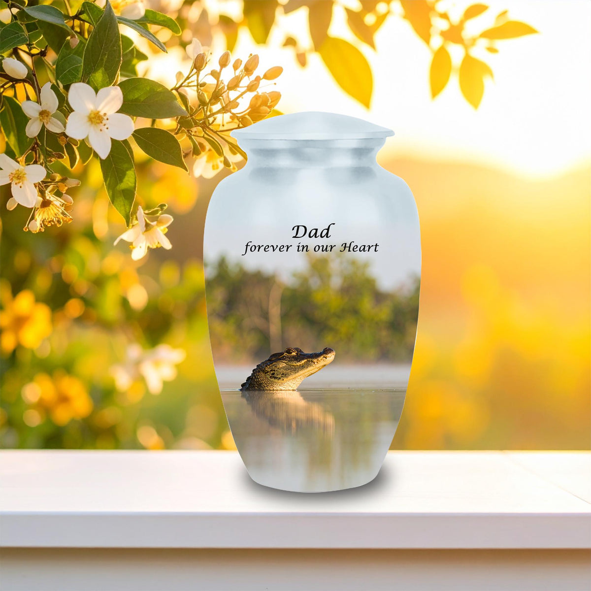 alligator cremation urn for human ashes, handmade aluminum memorial urn – photo 4