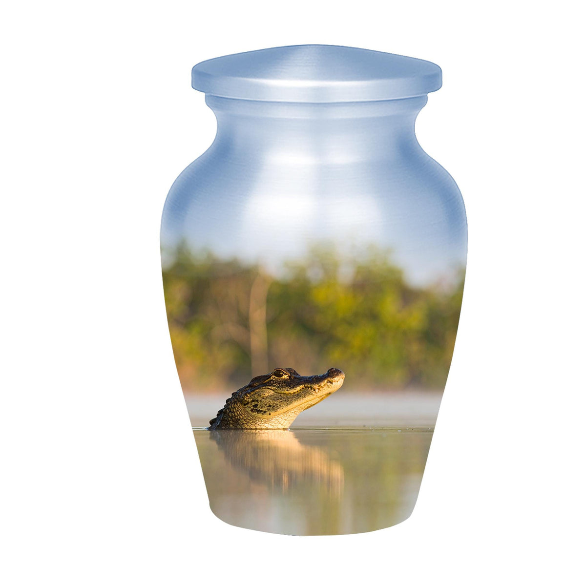 alligator cremation urn for human ashes, handmade aluminum memorial urn – photo 5