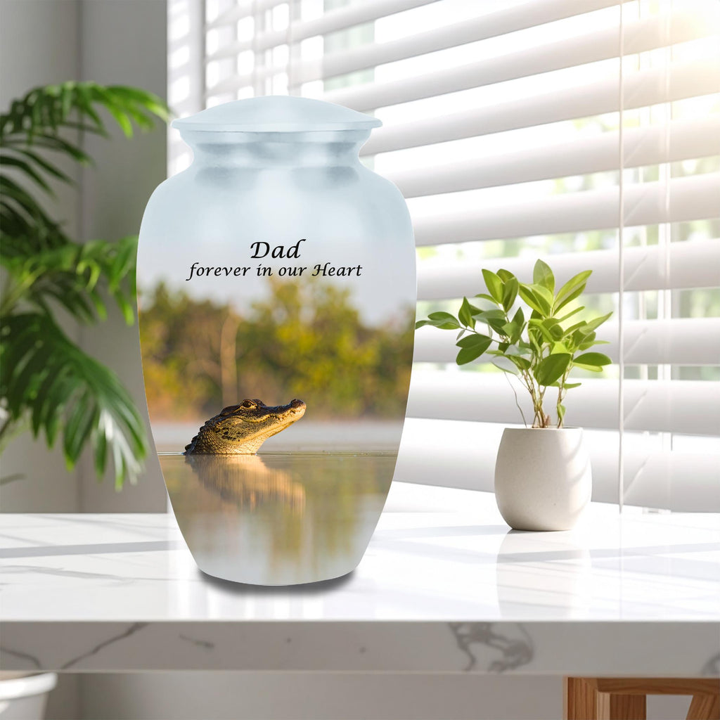 alligator cremation urn for human ashes, handmade aluminum memorial urn – photo 9