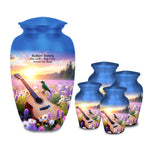 guitar hummingbird sunset cremation urn for human ashes, handmade aluminum memorial urn – photo 7