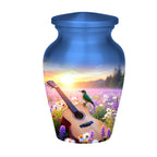 guitar hummingbird sunset cremation urn for human ashes, handmade aluminum memorial urn – photo 10