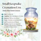 teddy bear butterfly cremation urn for human ashes, handmade aluminum memorial urn – photo 4