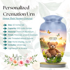 teddy bear butterfly cremation urn for human ashes, handmade aluminum memorial urn – photo 2