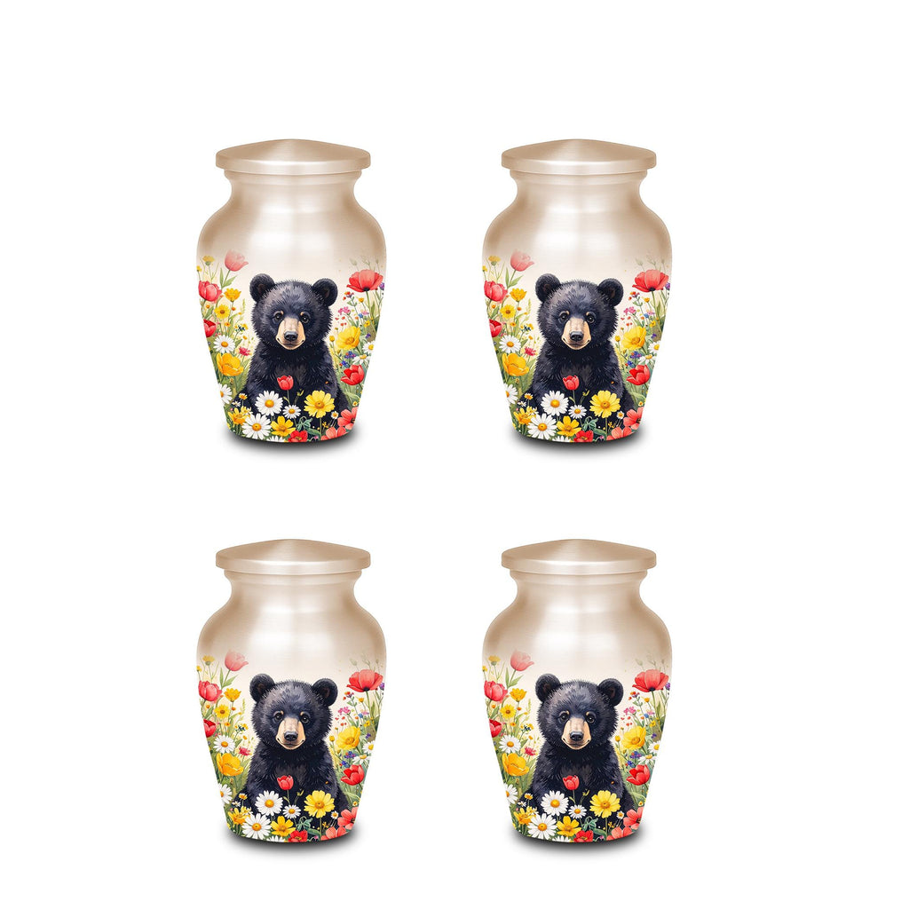 black bear wildflower meadow cremation urn for human ashes, handmade aluminum memorial urn – photo 8