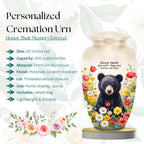 black bear wildflower meadow cremation urn for human ashes, handmade aluminum memorial urn – photo 2