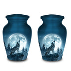 wolf moon wildlife cremation urn for human ashes, handmade aluminum memorial urn – photo 8