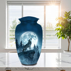 wolf moon wildlife cremation urn for human ashes, handmade aluminum memorial urn – photo 6