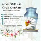 ladybug daisy flower cremation urn for human ashes, handmade aluminum memorial urn – photo 4