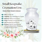 white floral cremation urn for human ashes, handmade aluminum memorial urn – photo 4