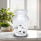 white floral cremation urn for human ashes, handmade aluminum memorial urn – photo 3