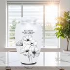 white floral cremation urn for human ashes, handmade aluminum memorial urn – photo 5