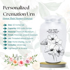white floral cremation urn for human ashes, handmade aluminum memorial urn – photo 2