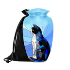 stained glass black and white cat cremation urn for pet ashes, handmade aluminum memorial urn – photo 5