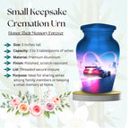 blue racing car cremation urn for human ashes, handmade aluminum memorial urn – photo 7