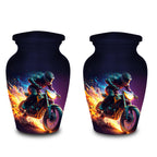 neon fire motorcycle cremation urn for human ashes, handmade aluminum memorial urn – photo 8