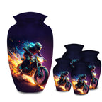neon fire motorcycle cremation urn for human ashes, handmade aluminum memorial urn – photo 10