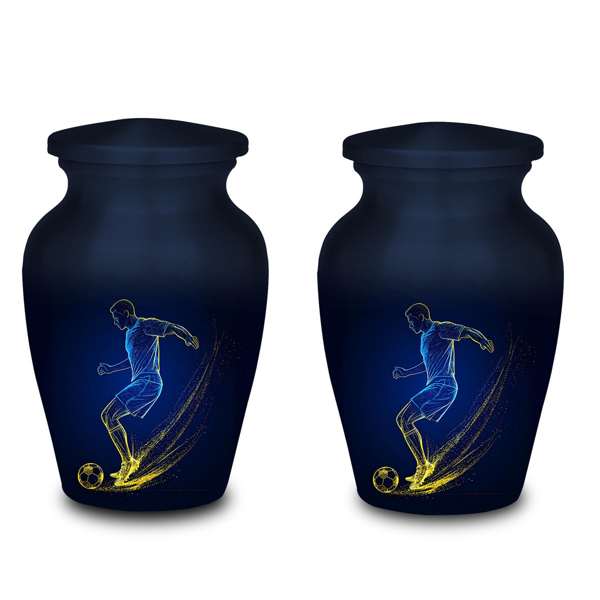 soccer player cremation urn for human ashes, handmade aluminum memorial urn – photo 8