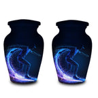 blue neon skateboard cremation urn for human ashes, handmade aluminum memorial urn – photo 7
