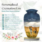 tiger wildlife cremation urn for human ashes, handmade aluminum memorial urn – photo 2
