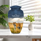 tiger wildlife cremation urn for human ashes, handmade aluminum memorial urn – photo 10