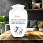 hummingbird floral poem cremation urn for human ashes, handmade aluminum memorial urn – photo 4
