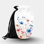 watercolor wildflower cremation urn for human ashes, handmade aluminum memorial urn – photo 2