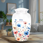 watercolor wildflower cremation urn for human ashes, handmade aluminum memorial urn – photo 5