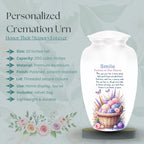 watercolor yarn basket knitting cremation urn for human ashes, handmade aluminum memorial urn – photo 3