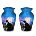 black cat lavender moon cremation urn for pet ashes, handmade aluminum memorial urn – photo 7