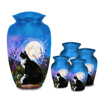 black cat lavender moon cremation urn for pet ashes, handmade aluminum memorial urn – photo 6