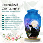 black cat lavender moon cremation urn for pet ashes, handmade aluminum memorial urn – photo 2