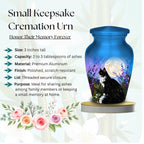 black cat lavender moon cremation urn for pet ashes, handmade aluminum memorial urn – photo 4