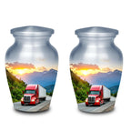red truck driver cremation urn for human ashes, handmade aluminum memorial urn – photo 8