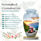 red truck driver cremation urn for human ashes, handmade aluminum memorial urn – photo 2