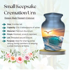 seagull ocean wave sunset cremation urn for human ashes, handmade aluminum memorial urn – photo 6