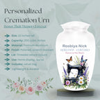 sewing machine floral cremation urn for human ashes, handmade aluminum memorial urn – photo 3