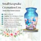 blue butterfly wildflower cremation urn for human ashes, handmade aluminum memorial urn – photo 6