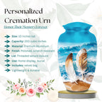 feather beach ocean cremation urn for human ashes, handmade aluminum memorial urn – photo 2
