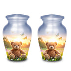 teddy bear butterfly cremation urn for human ashes, handmade aluminum memorial urn – photo 8
