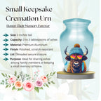 bison sunglasses beanie cremation urn for human ashes, handmade aluminum memorial urn – photo 4